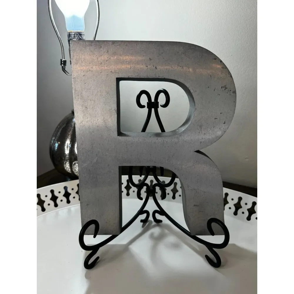 Vintage Industrial Chic metal letter - salvaged sign letter R